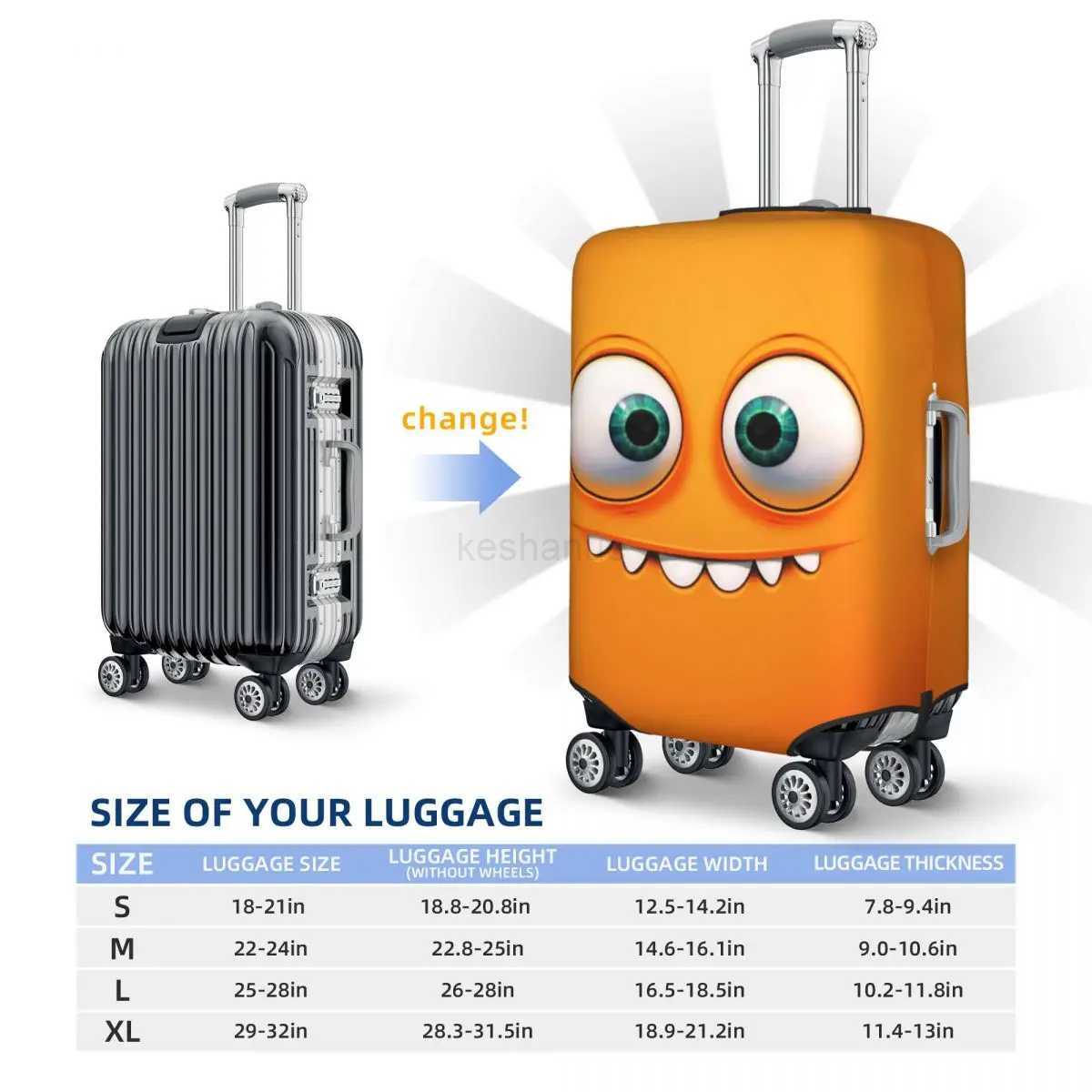 Funny Expression Suitcase Cover Orange Face Cute Cruise Trip Vacation Fun Luggage Supplies ProtectionXJ240723
