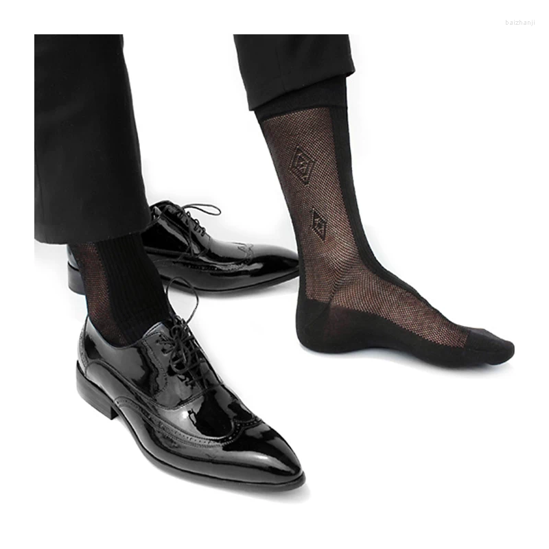Sexy Socks Mens Socks Formal Dress Suit Silk For Leather Shoes Mens Sexy Thin Sheer Gay Sock Fetish Collection Hose Stockings z241106