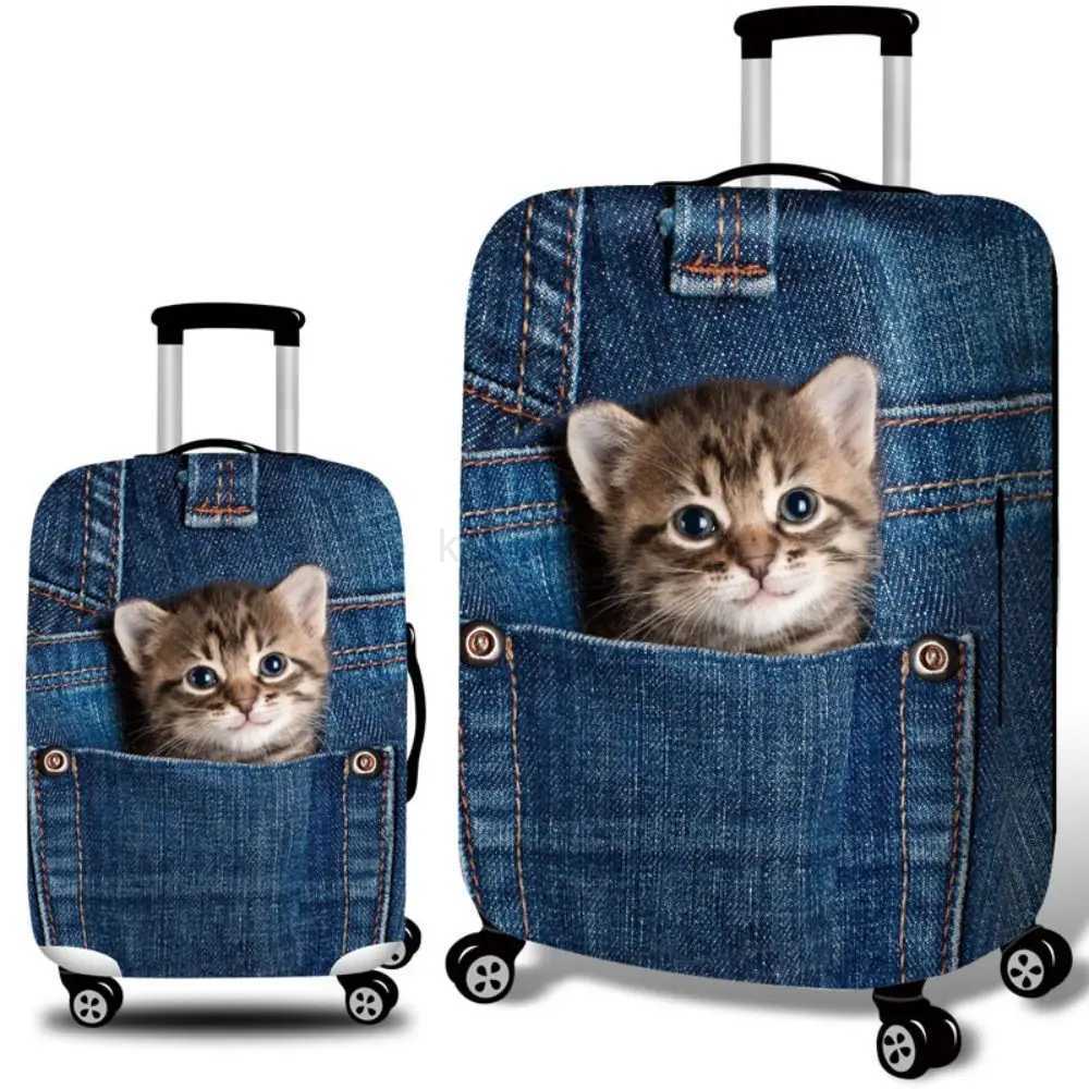 3D Luggage Protective Cover Cat Dog 18-28 Inch Trolley Suitcase Dust Cover Elasticity Animal Pattern Suitcase Case CoversXJ240723