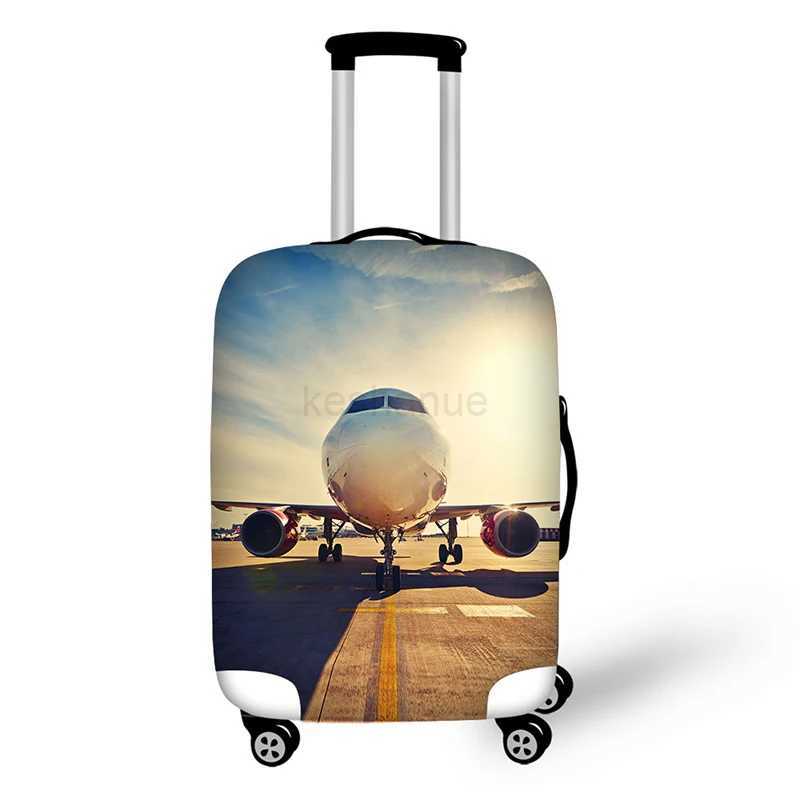 Aircraft pattern Elastic Luggage Protective Cover Zipper Suit For 18-30 inch Trunk Case Travel Suitcase Covers BagsXJ240723