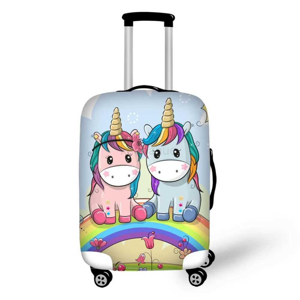 3D Cartoon Unicorn Pattern Print Travel Luggage Suitcase Protective Cover Stretch Portable Luggage CoversXJ240723