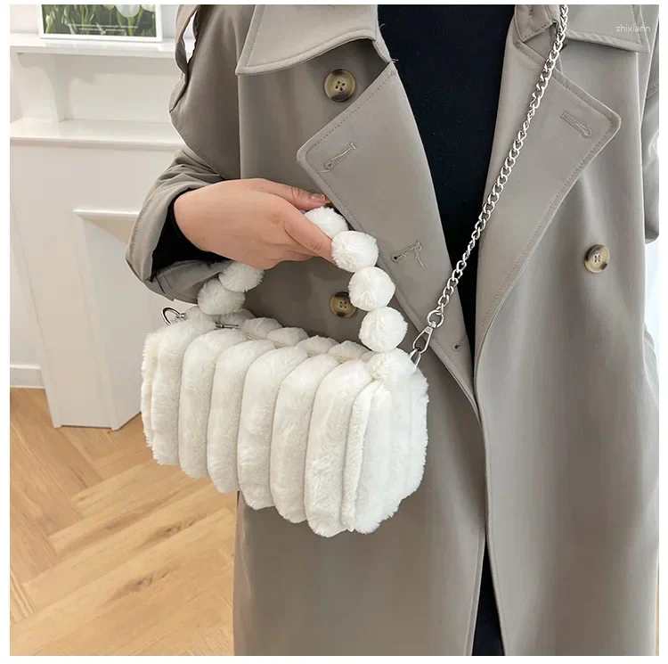 Shoulder Bags Trend Plaid Plush For Women Designer Square Female Bag Fashion Purse Winter Crossbody Handbag zhanyishengli