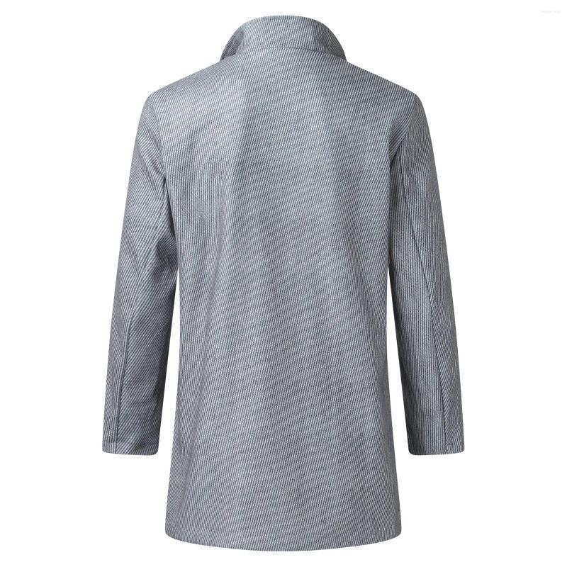 Men's Winter Grey Polyester Long Sleeve Padded Jacket With Lapel Collar - Casual, Light, Vintage, Work Wear For Outdoor Recreation