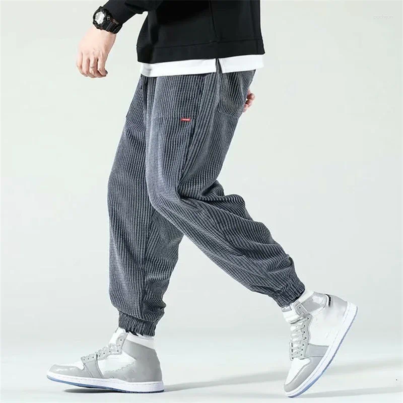 Men's Pants In Corduroy Jogger Harem Hip Hop Spring Summer Loose Harajuku Trousers Outdoor Sport Sweatpants Big Size Pantalo bb