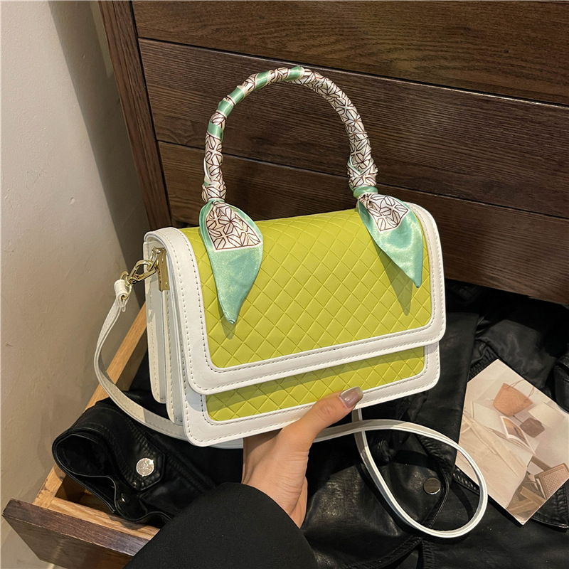 Fashion for women 2024 new plaid contrasting color handbag with versatile texture, single shoulder crossbody small square bag H723#30 ddmy 2b78