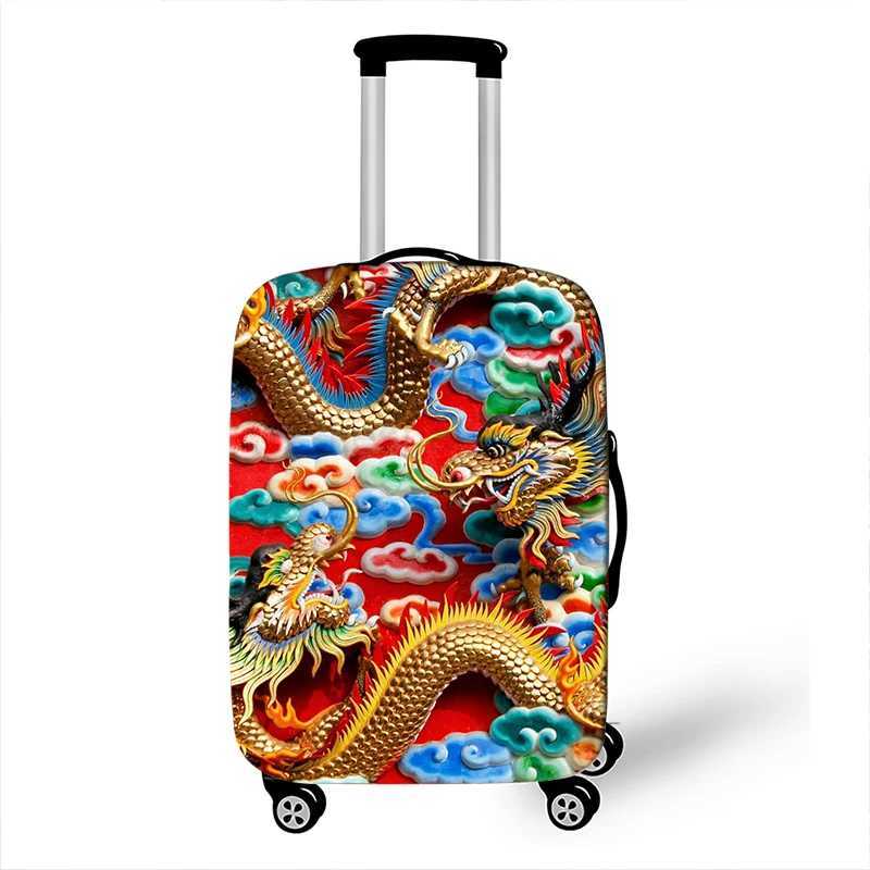 Chinese Royal Dragon Print Luggage Cover for Travelling Vintage Trolley Case Protective Covers Elastic Anti-dust Suitcase CoverXJ240723