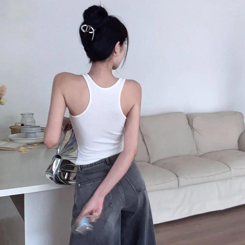 Women's Tanks Rib Knit Y2k Clothes Invisible Clear Shoulder Strap Stretch Shirts Low Cut Sleeveless Slim T-shirts Women 2024 Summer Tank Top