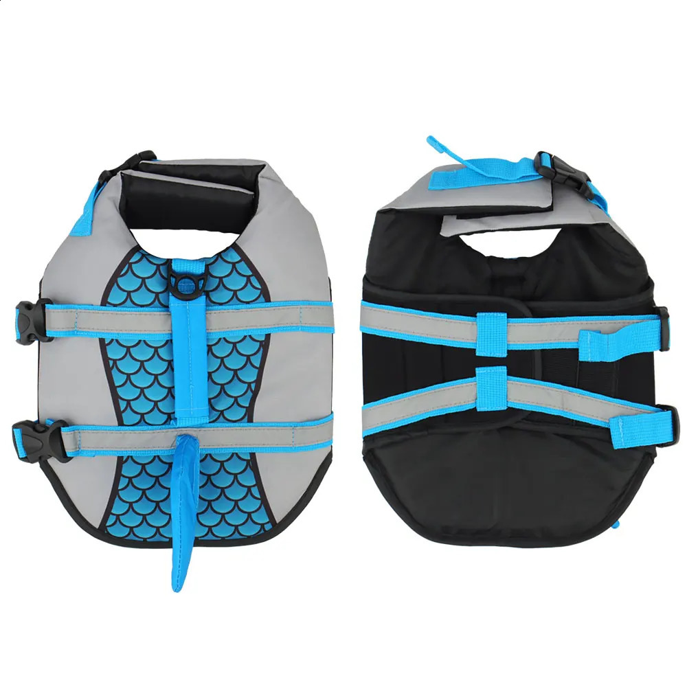 Scales Shark Swim Dog Clothes Life Jacket Vest Harness Pet Swimming Summer Swimwear 240722