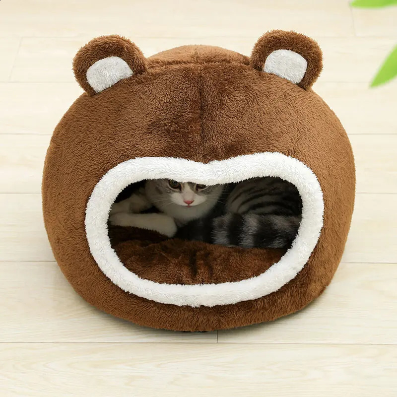 Pet House Soft Long Plush Kitten Lounger Cushion Small Dogs Tent Cave Beds For Cozy Cat Nest Mat