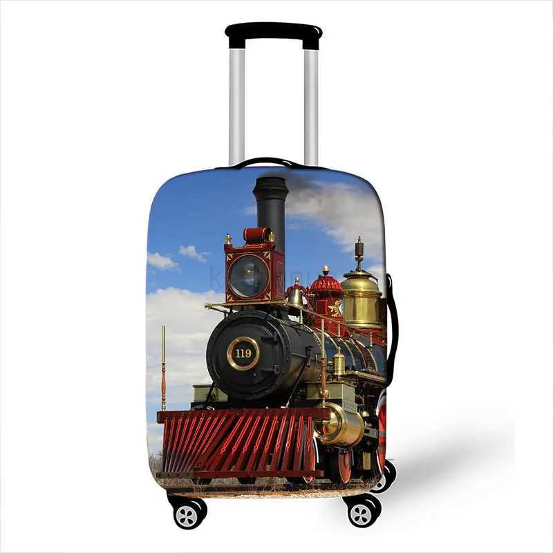 steam train locomotive print luggage cover elastic travel trolley case covers anit-dust suitcase cover for 18-32 inchXJ240723