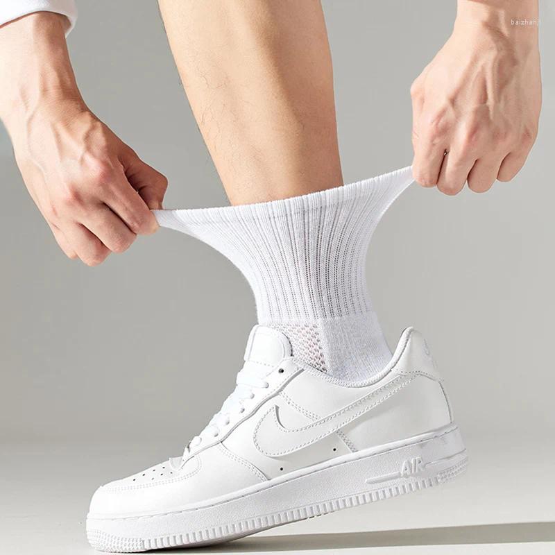 Men's Socks 5Pairs/lot Thicken Cotton Solid Bottom Terry Long Black White Sport Male Breathable Casual Calcetines
