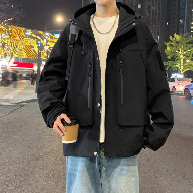 Fashion Hiking Camping Spring Autumn Jacket Men Korean Fashion Windproof Waterproof Hooded Windbreaker Casual Jackets 240719