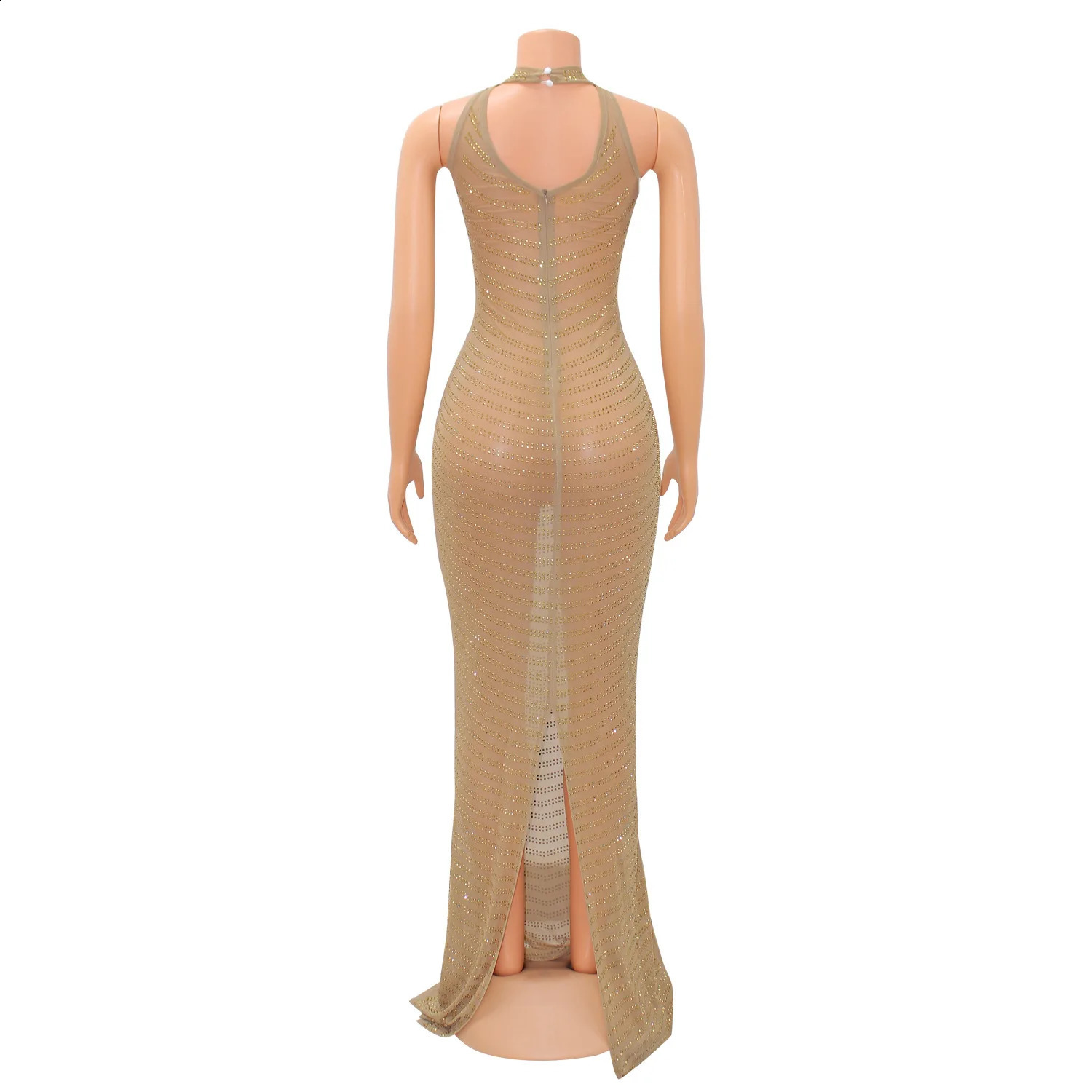 sparkly crystal rhinestone bodycon maxi dress womens wedding evening dress backless mesh through night party club birthday dress 240712