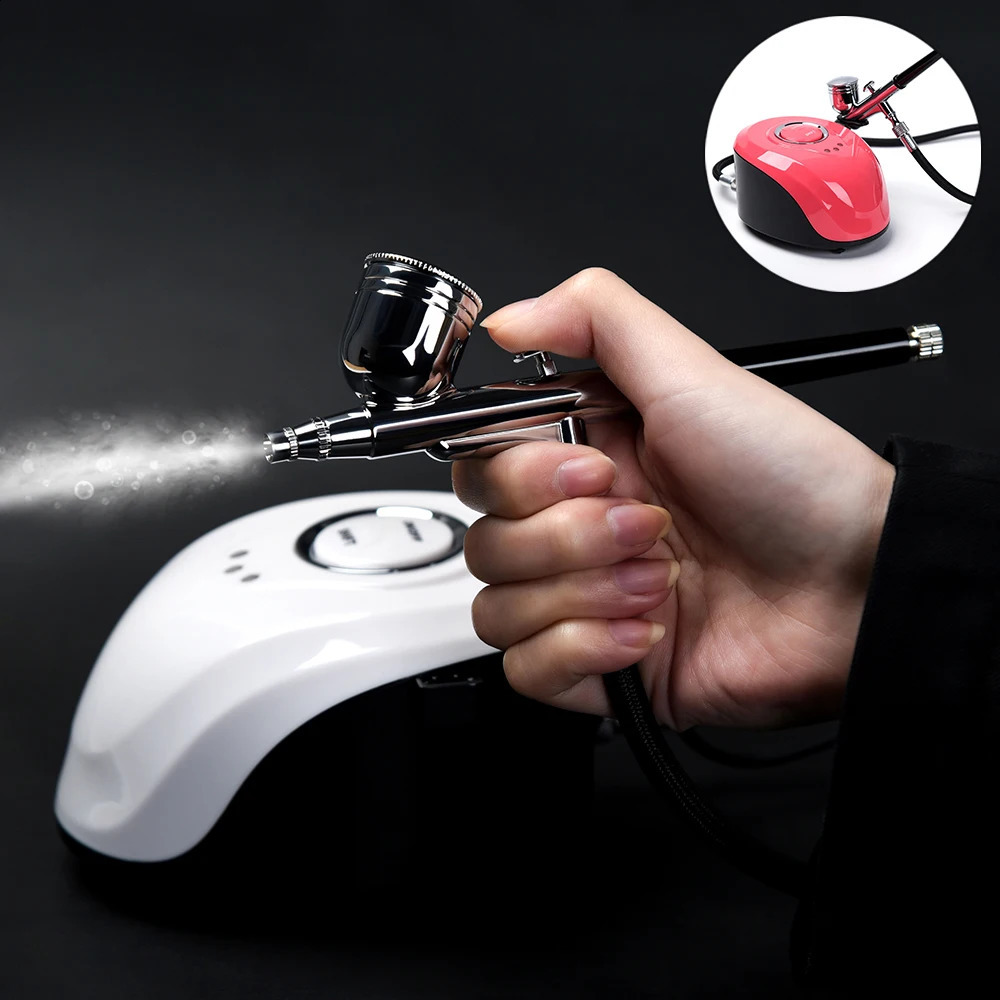 0.2mm 0.3mm 0.4mm Dual Action Airbrush Machine for Nails Spray Gun Air Compressor Kit for Painting Nail Art Make Up Air Brush 240716