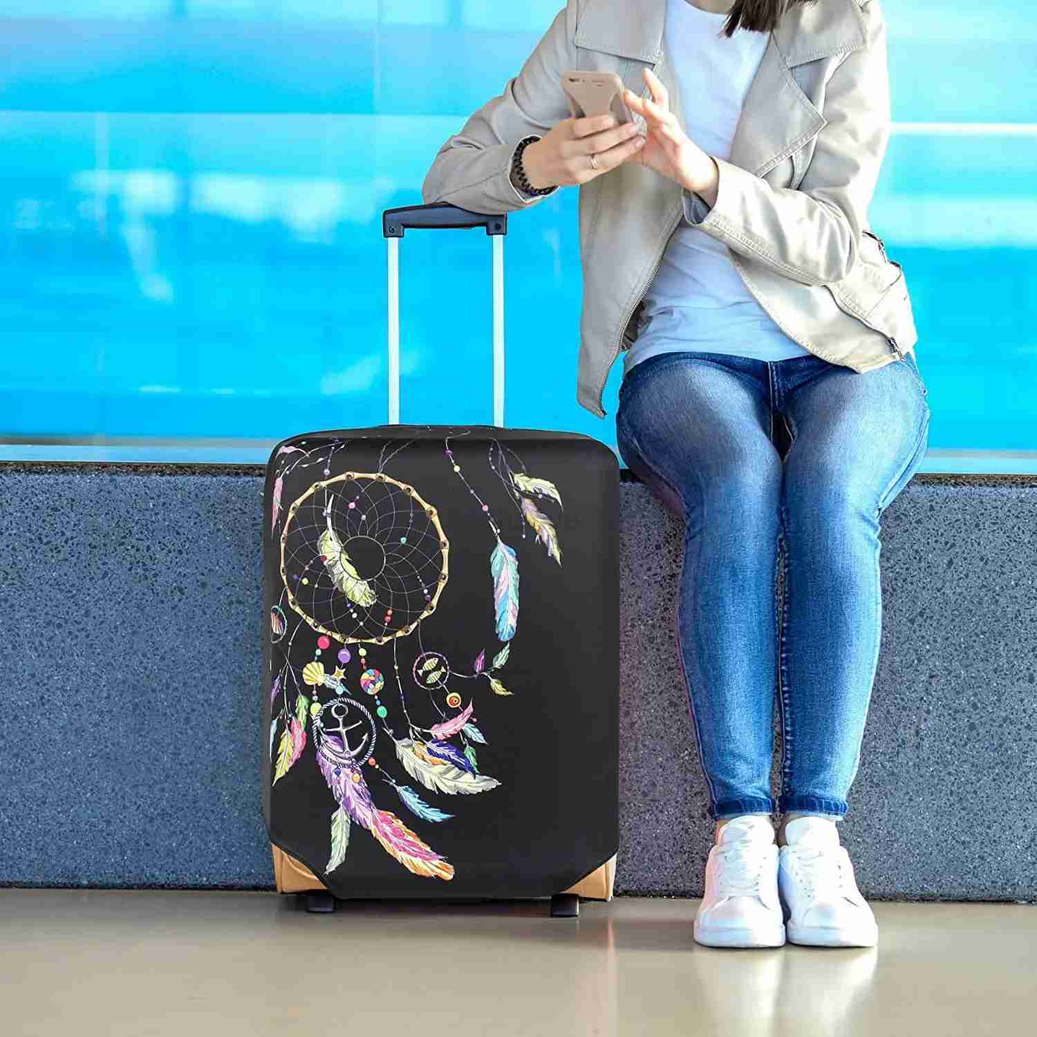 Dreamcatcher Print Washable Luggage Cover - Fashion Suitcase Protector Fits 18-32 Inch LuggageXJ240723