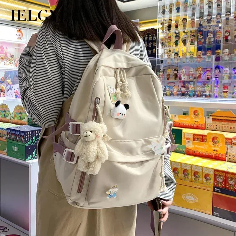 IELGY schoolbag female backpack Korean version large capacity cute all-match 240723