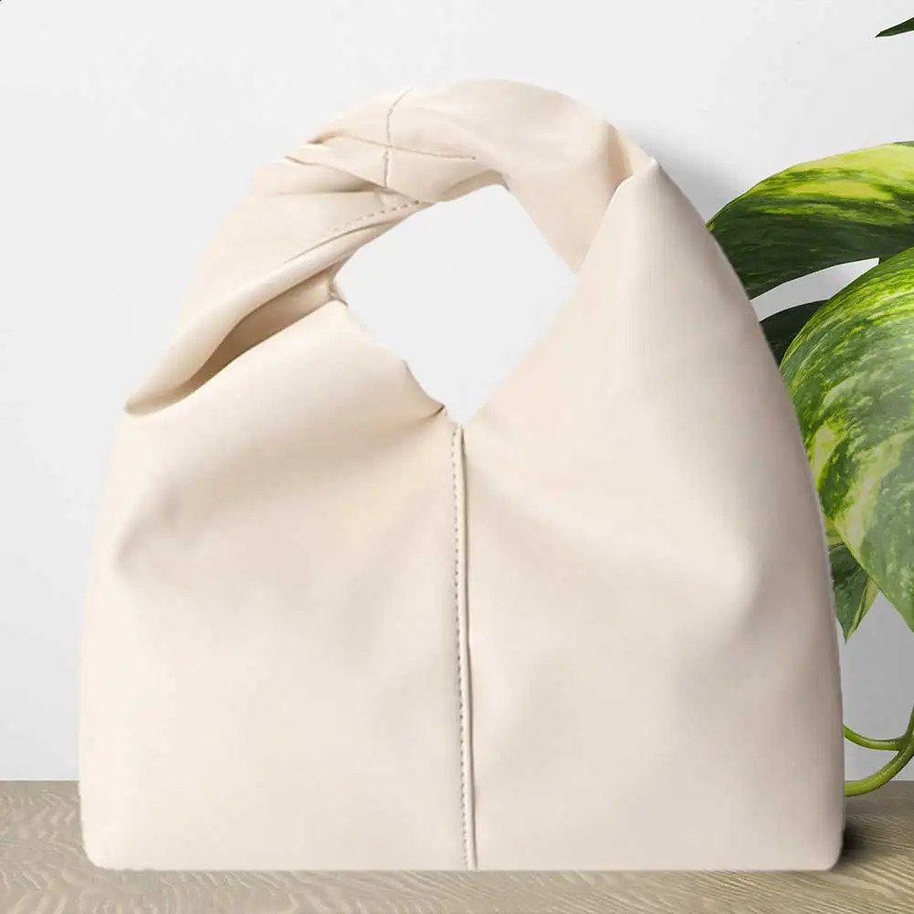 Women PU Twist Top Handle Bag Hasp Closure Mini Purse Solid Color Fashionable Clutch Purse Small Dumpling Bag for Outdoor Travel 240723