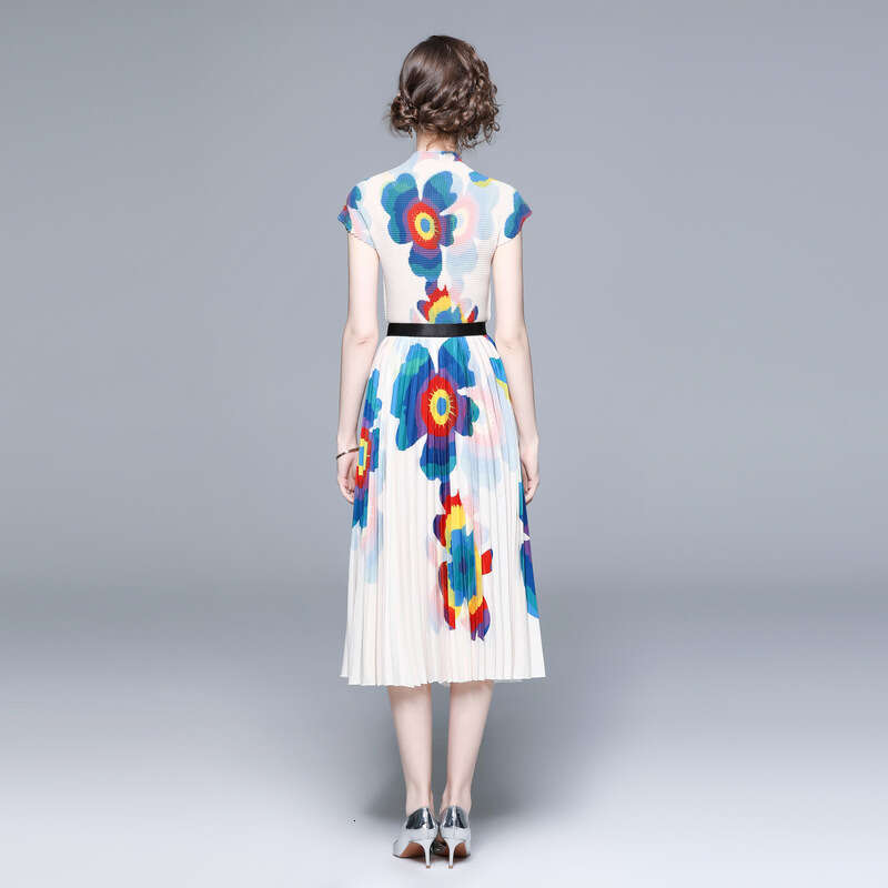 3.2 Meter Oversized Skirt Hem 2023 Western Style Printed Three House Wrinkled Fashion Set of Two Pieces Bifurcated Temperament Oversize Dress Denim Dr