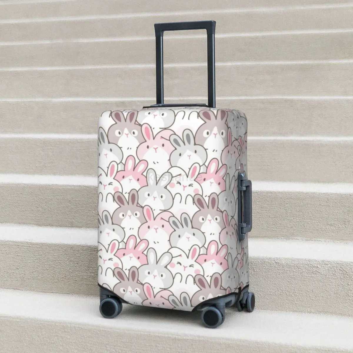 Cute Funny Rabbits Suitcase Cover Animal Cute Easter Doodle Business Protection Flight Elastic Luggage CaseXJ240723