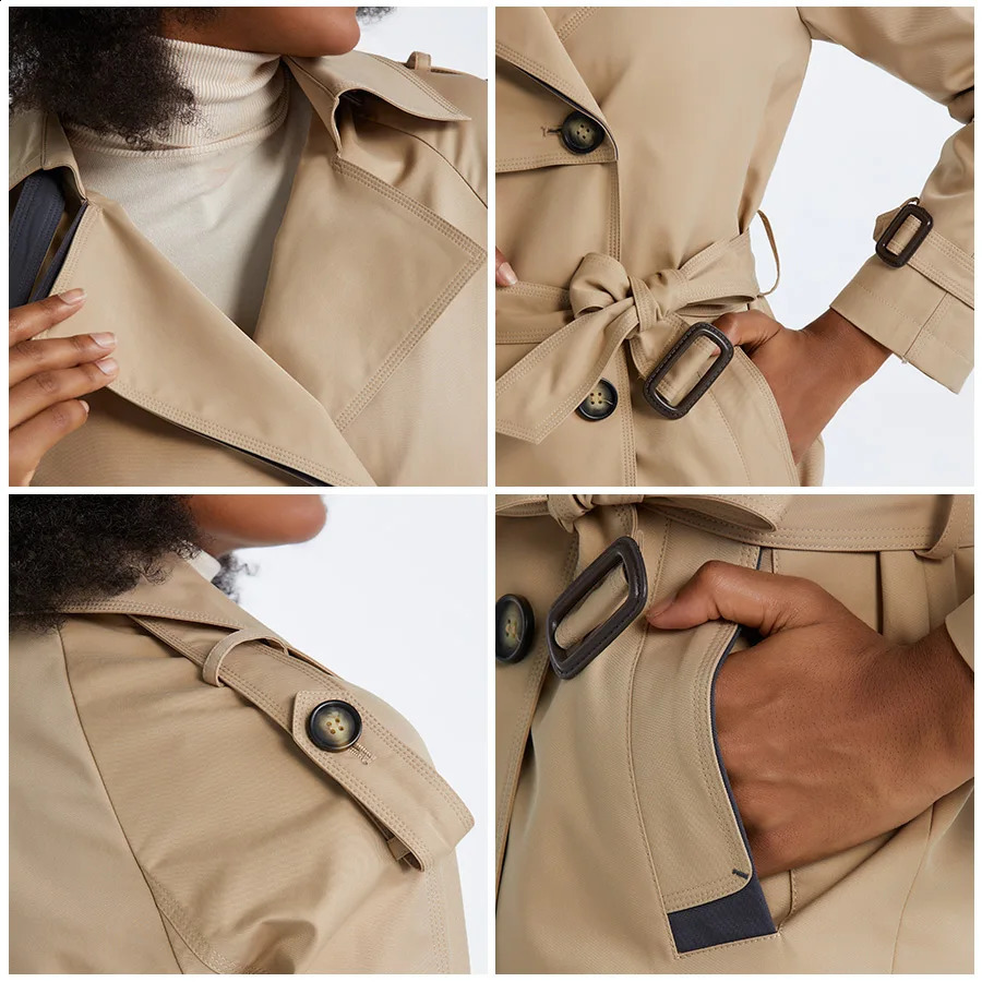 MIEGOFCE Spring Autumn Elegant Womens Windbreaker Lapel Collar Double-breasted Womens Trench Coat Casual Parka F23805 240716