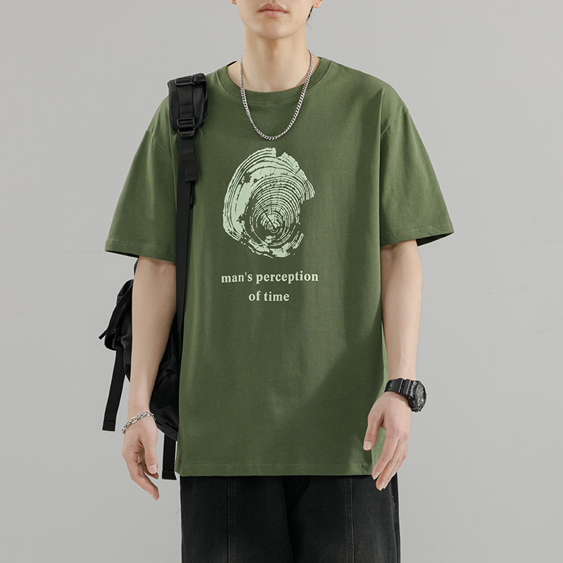Summer new ice sensation short men, loose and niche design, printed half sleeved T-shirt for men