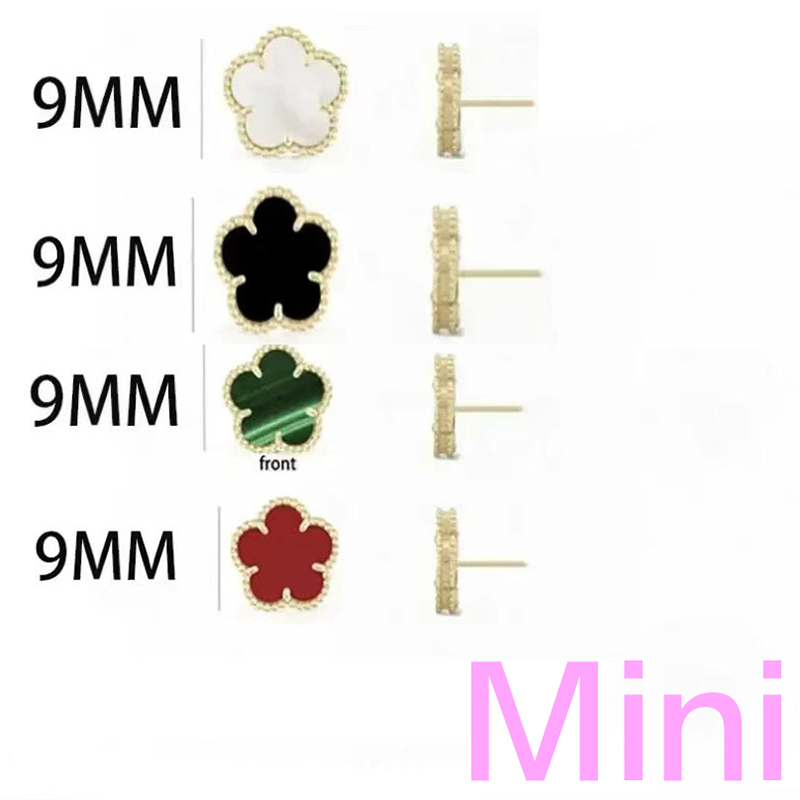 mini clover earrings jewlery designer for women silver earrings 9mm flower stud earring onyx pearl sterling silver jewelry 925 designer earings brand earring gift