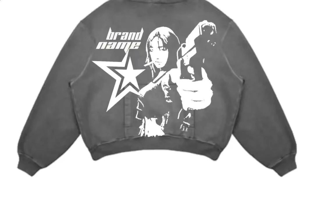 Street Gothic Casual Letter Blast Print Pattern Men Clothing Fashion Hoodie Harajuku Retro Y2K Hoodie sweatshirt 240717