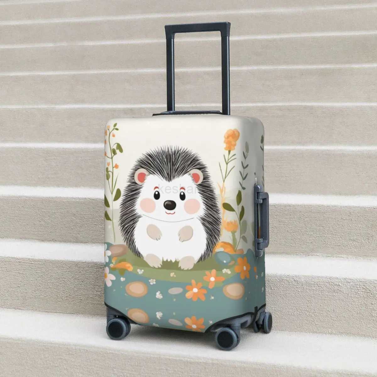 Kawaii Cartoon Pineapple Hedgehog Suitcase Cover Animals Cruise Trip Holiday Fun Luggage Accesories ProtectionXJ240723
