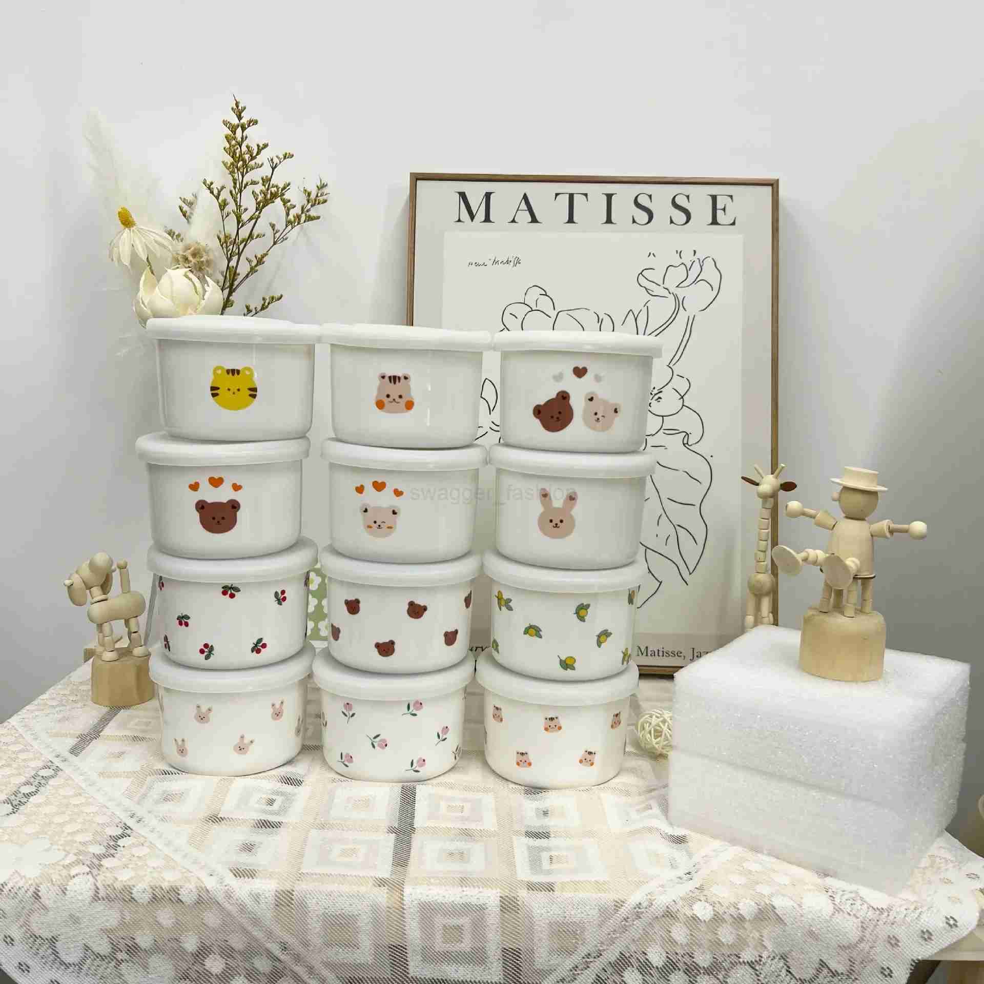 Baby food supplement ceramic bowl Cute baby eating ceramic bowl Fresh-keeping sealed childrens feeding tablewareB270723