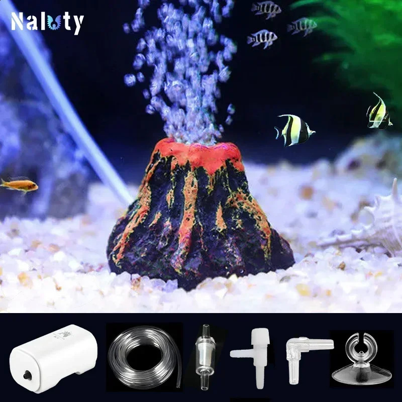 Aquarium Decoration Oxygen Set Fish Tank Silent Air Pumps Air Stone Volcano Conch Bubble Stone Aquarium Accessories Oxygen Pump 240723