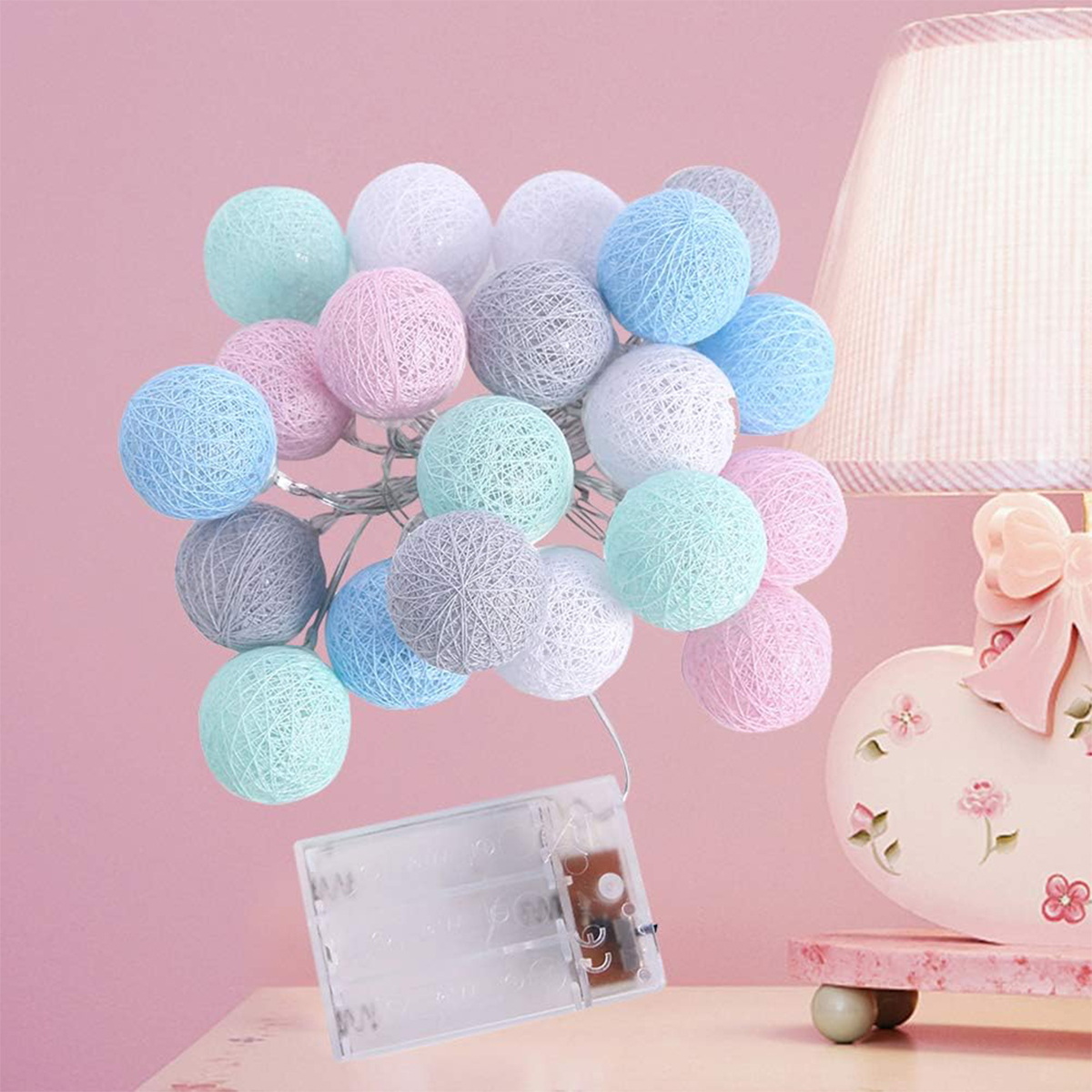 LED cotton thread ball color lights holiday creative bobble ball outdoor camping small color lights string