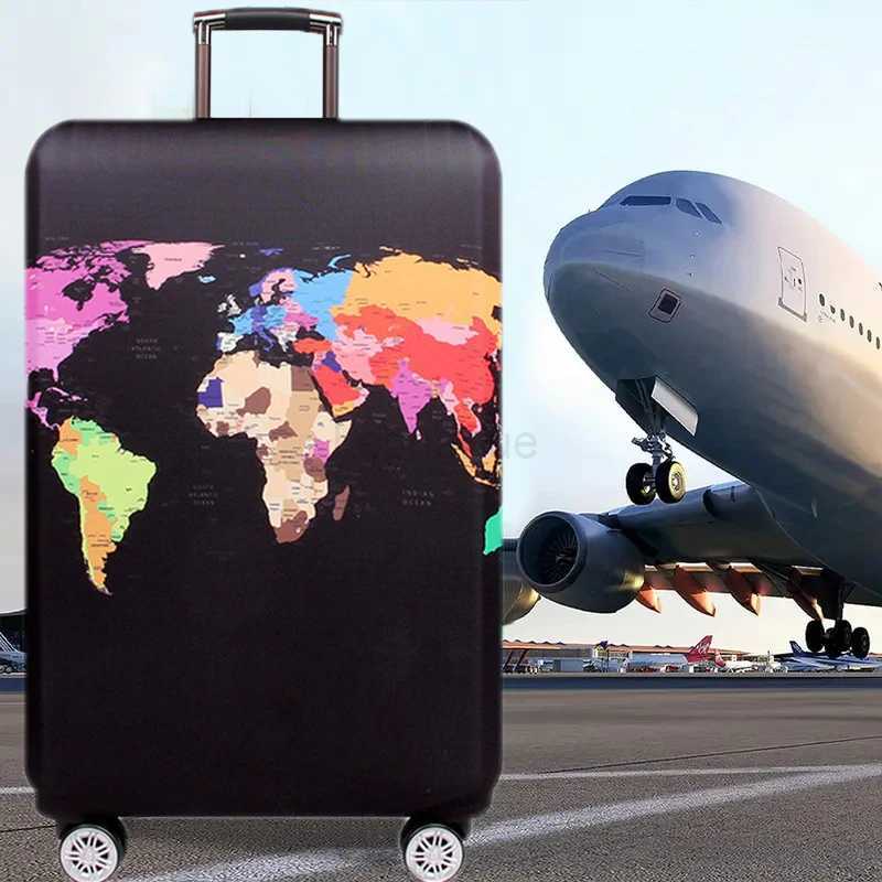 World Map Design Luggage Protection Cover+Straps Thickened Wear-Resistant Polyester Fiber Dust Cover Travel AccessoriesXJ240723