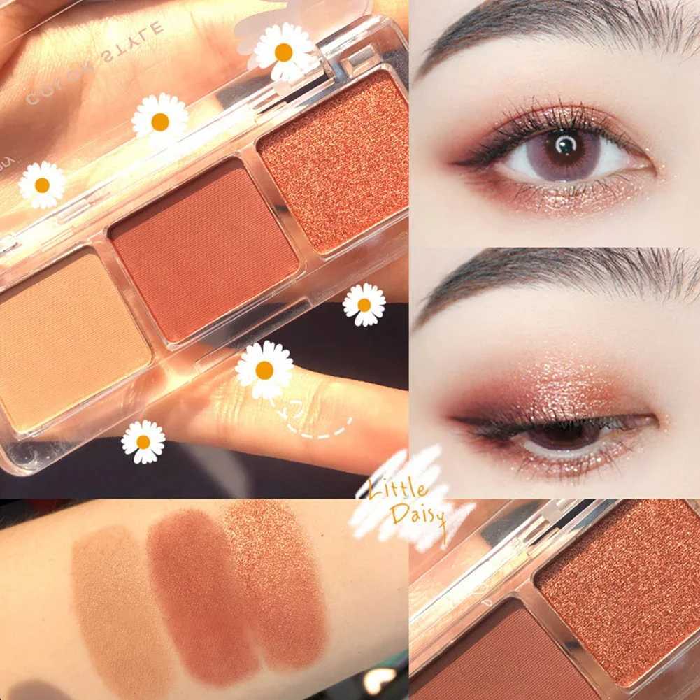 3/4 color eye shadow palette small portable earth red matte eye shadow durable waterproof shimmer pigment makeupW240730