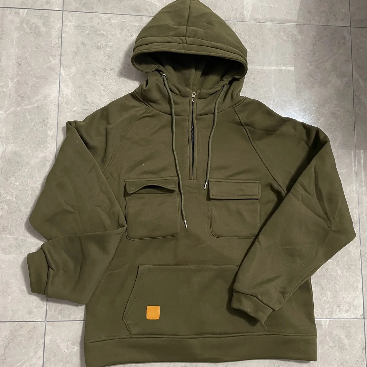 Half zip mens tactical hoodie solid warm wool military sports sweater with multiple pockets thick outdoor extreme 240819