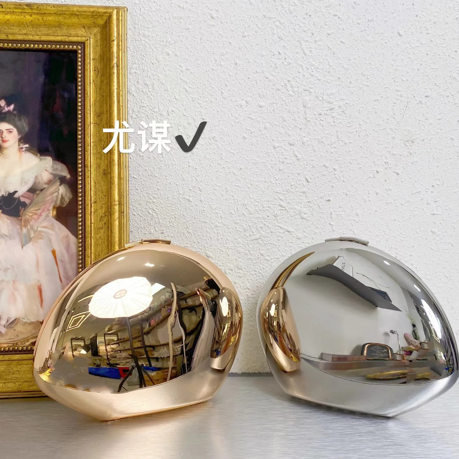 Metal shell shape clutch bag silver gold color women evening party cute purse handbag 240722