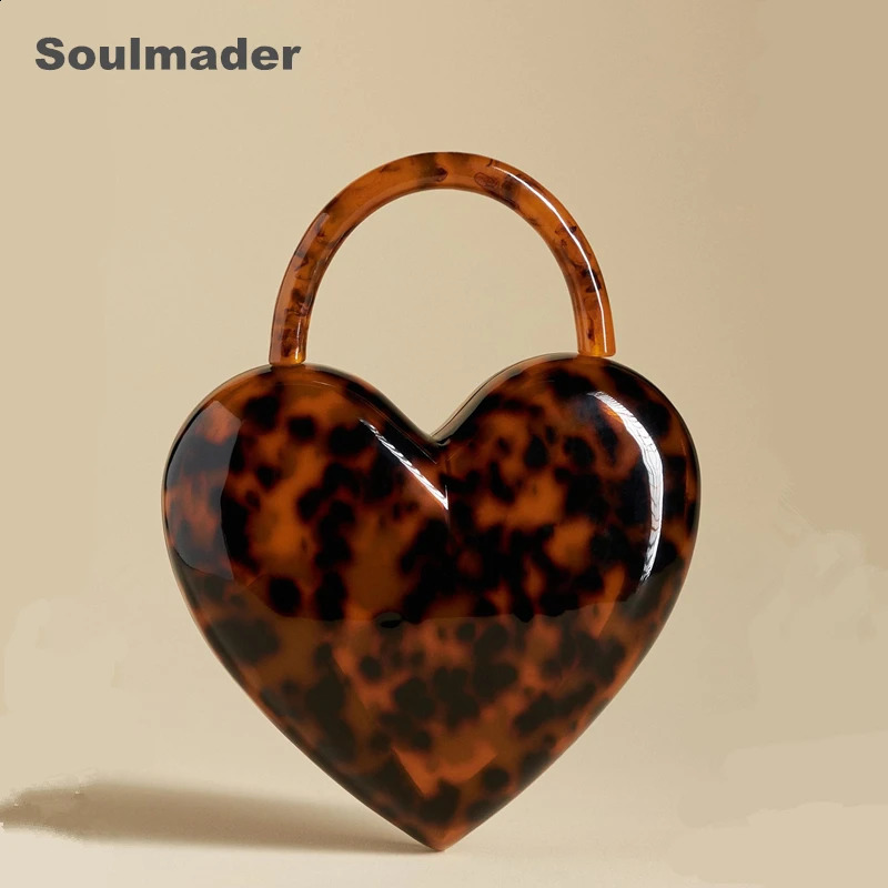 DHXJ Acrylic heart bag women evening party cute amber dot color purse clutch handbag wholesale 240722