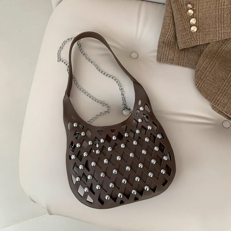 Fashion Leather Hollow Outer Womens Shoulder Bag Large Capacity Handmade Armrest Bolsa 2piece Set 240723ZYl