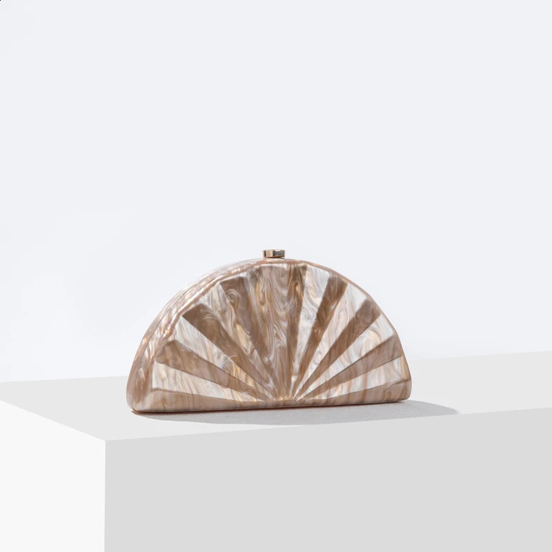 DHXJ Fan Shell Clutch Bag Acrylic egg clutch bag women wedding evening party cute ivory pearl color purse handbag summer 2024 240807