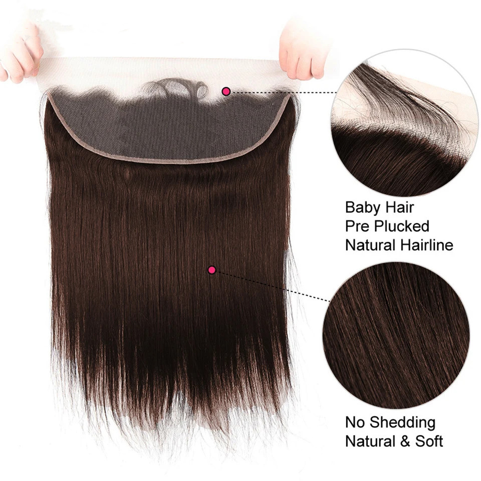 5x5 6x6 7x7 HD Lace Clsoure Brazilian Bone Straight 100% Virgin Human Hair Dark Brown Color 13x4 13x6 Ear To Ear Lace Frontal For Women