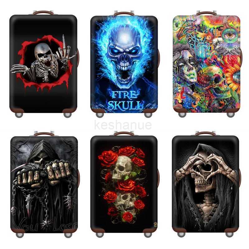 Skull Luggage Protective Cover Travel Accessories 18-32 Inch Suitcases 3D Printed Elasticity Baggage Case Cover Travel GadgetsXJ240723