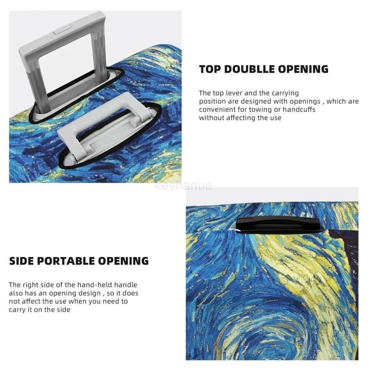 Van Gogh Starry Night Suitcase Cover Flight Starry Night Van Gogh Elastic Luggage Supplies Travel ProtectorXJ240723
