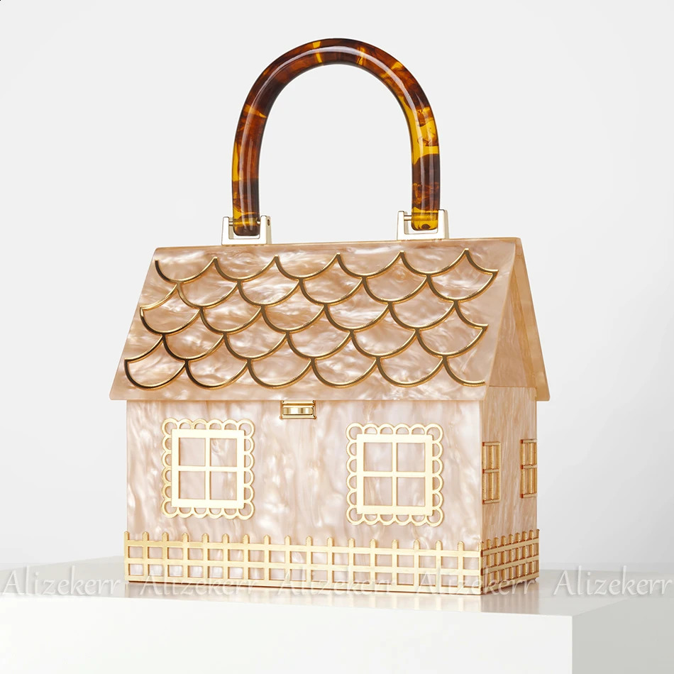 Alizekerr Acrylic Box Evening Clutch Bags Women er Acrylic Handle House Shaped Purses And Handbags Wedding Party 240819