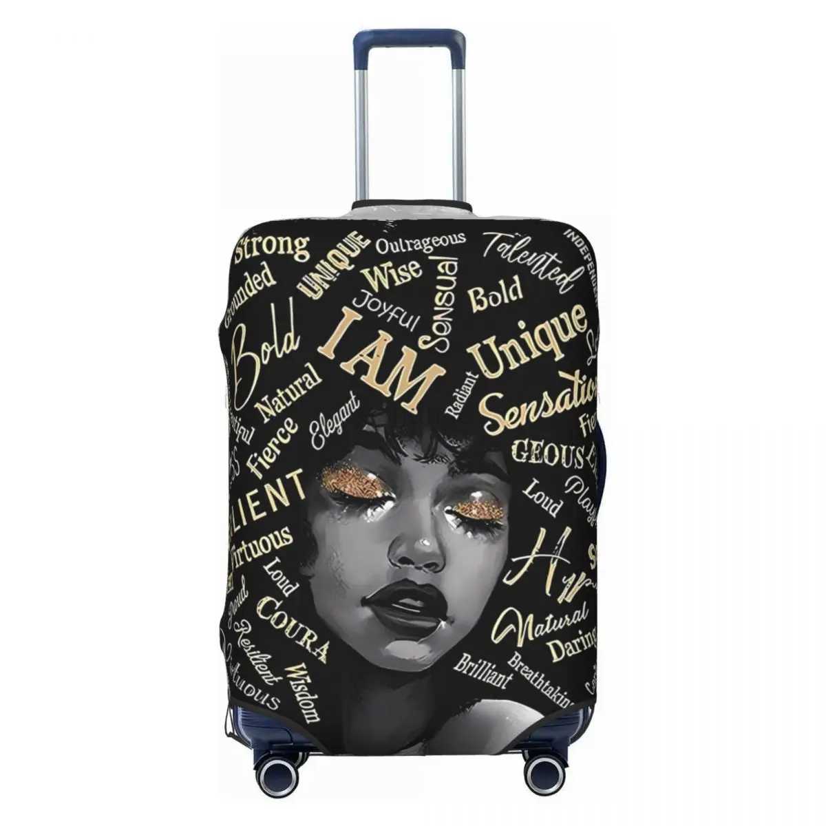 African American Woman Suitcase Cover Holiday Black Girl Elastic Luggage Supplies Cruise Trip Protection Xmas GiftXJ240723