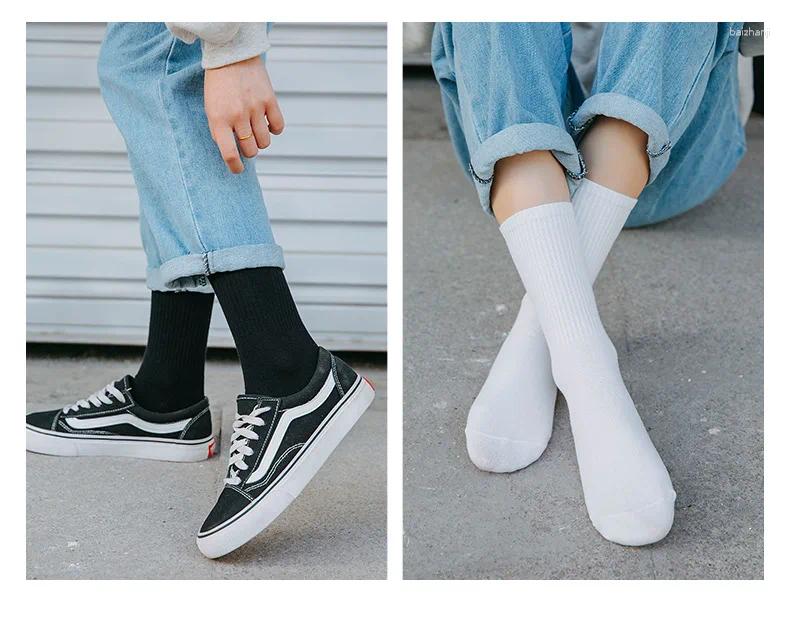 Men's Socks 10 Pairs/Lot Men Solid Black White Gray Breathable Cotton Sports Summer Autumn Thin Male Mid Tube Women