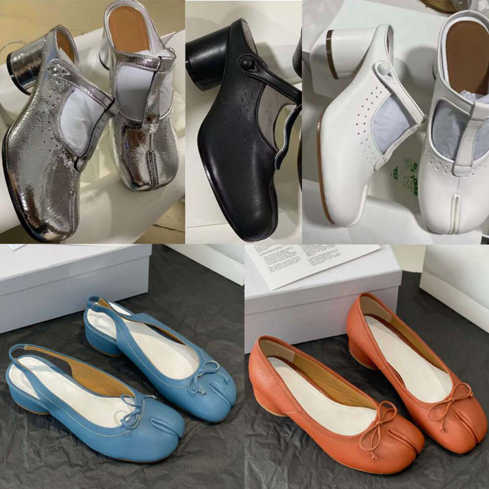 New Tabi Loafers Split Toe Shoes Leather Ballet Flats Designer Single Shoes Fashion Women Strap High Heels With Box 628