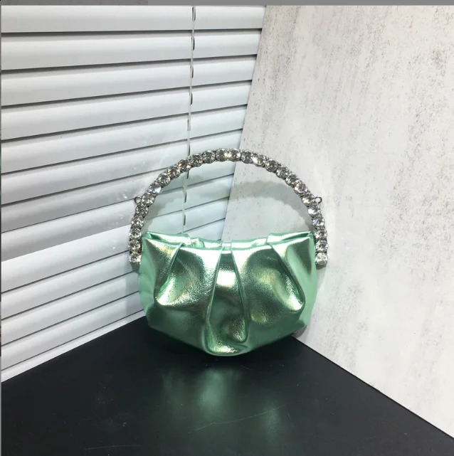 Lady Blue/Pink Dia Circular Evening Bag Women Fushia Round Handle Rhie Dinner Clutch Purse Ladies Half Moon Handbags 240723 cba0