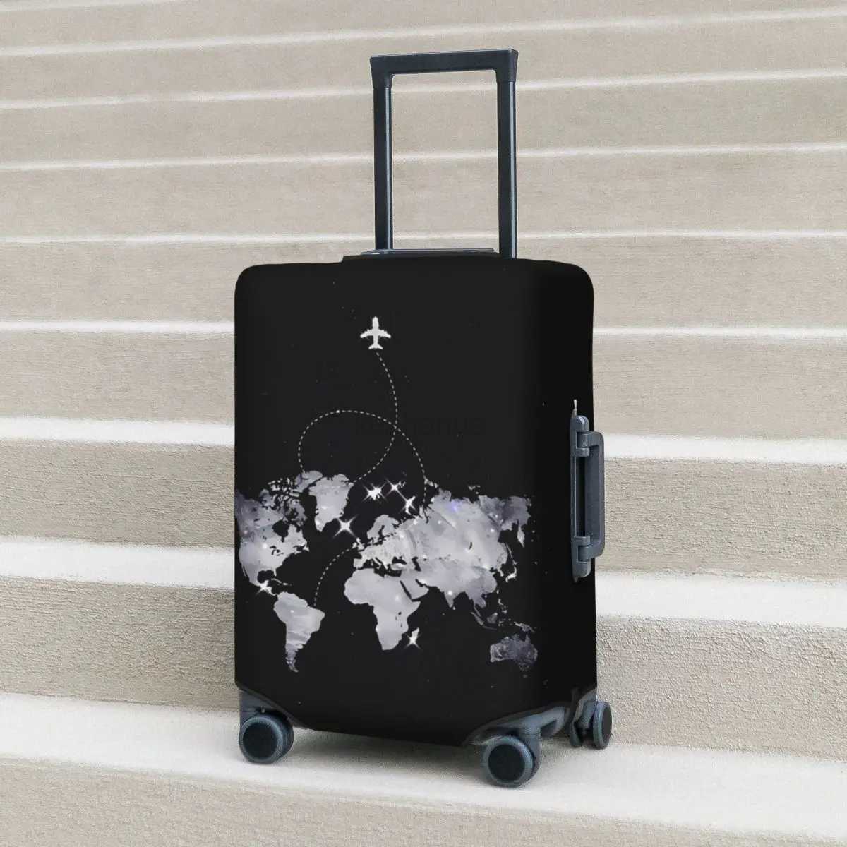 Flight Suitcase Cover Travel Map Cartoon Business Protection Holiday Elastic Luggage SuppliesXJ240723