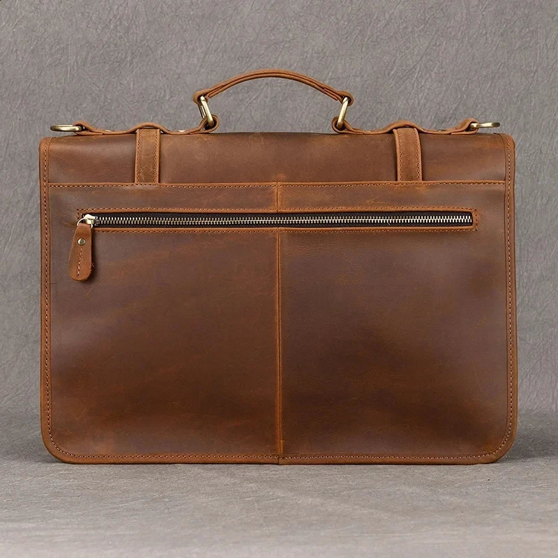 Men Genuine Leather Briefcase With Dial Lock 14 inch Business Cowhide Laptop Handbag Mens Work Tote Big Shoulder Bag 240723