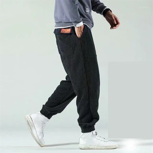 Men's Pants In Corduroy Jogger Harem Hip Hop Spring Summer Loose Harajuku Trousers Outdoor Sport Sweatpants Big Size Pantalo bb