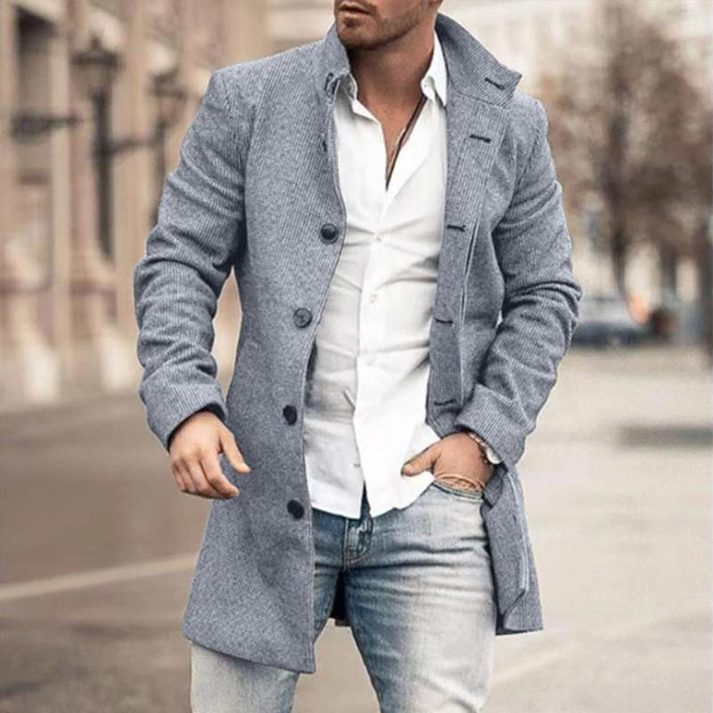 Men's Winter Grey Polyester Long Sleeve Padded Jacket With Lapel Collar - Casual, Light, Vintage, Work Wear For Outdoor Recreation